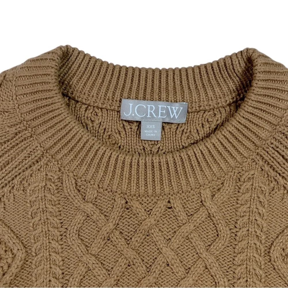 J. Crew Cotton Cableknit Sweater size XXS in Light Brown
